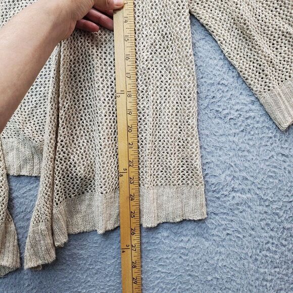 United States Sweaters Womens XL Tan‎ Crochet Long Sleeve Open Front Cardigan - Picture 5 of 6